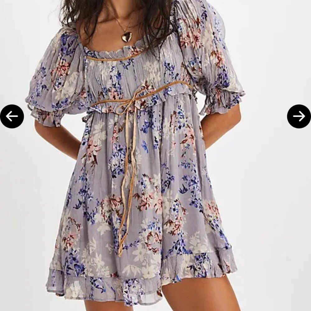 new FREE PEOPLE marney floral chiffon dress m l